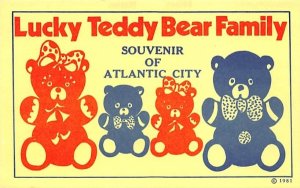 Lucky Teddy Bear Family Souvenir Atlantic City, New Jersey  