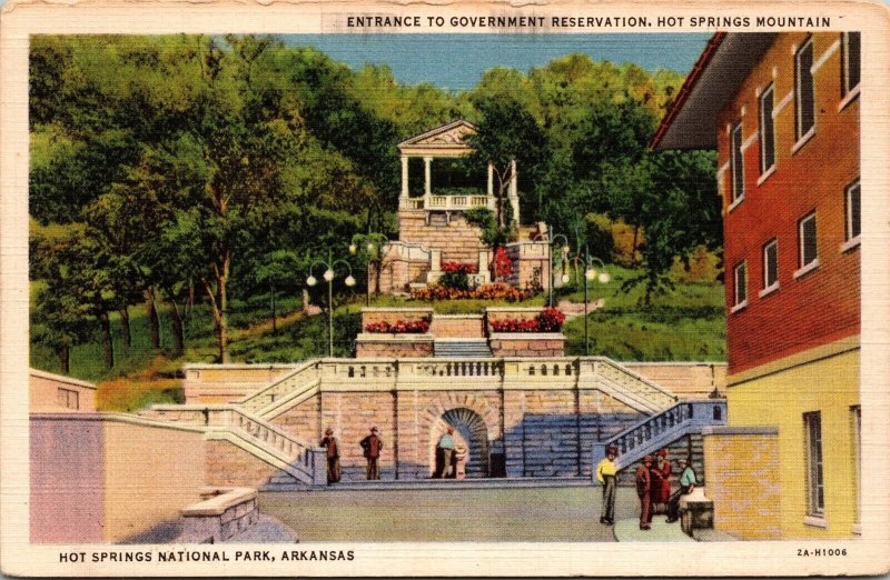 Entrance to Government Reservation Hot Springs National Park AR Postcard PC19