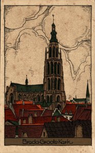 Netherlands Breda Grote Kerk Vintage Postcard 08.49