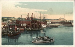 Portsmouth NH Coal Wharves Ships #11080 c1910 Detroit Publishing Postcard