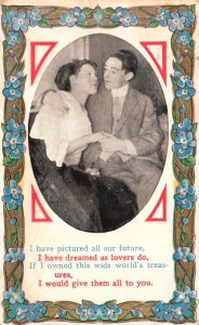 Vintage Postcard 1913 Lovers Couple Holding Hands Sweet Moments Valentine