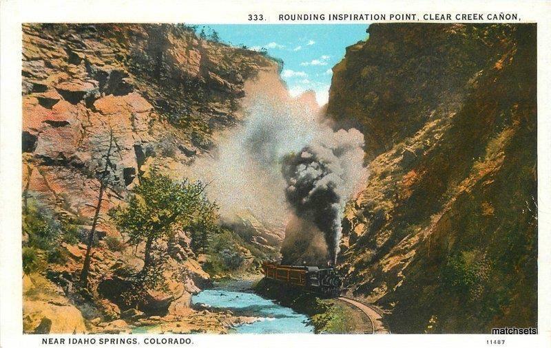 1920s Idaho Springs Colorado Clear Creek Canon Railroad Postcard