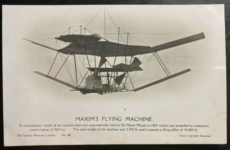 Mint England Picture Postcard PPC Maxims Flying machine 