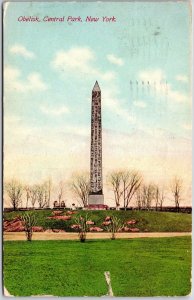 New York, 1910 Central Park, Obelisk, Egyptian Heiroglyphics, Vintage Postcard