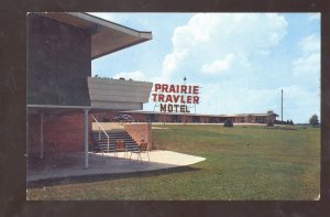 BLOOMINGTON ILLINOIS ROUTE 66 PRAIRIE TRAVLER MOTEL ADVERTISING POSTCARD ILL.