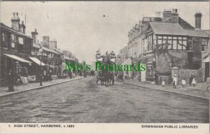 Warwickshire Postcard - Birmingham - High Street, Harborne,c.1890 (Repro)RS31119