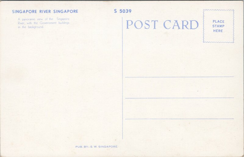 Singapore River Singapore Government Buildings Bridge Unused Postcard G55