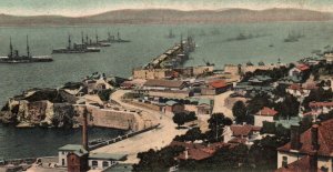 Royal Navy Battleships in Gibraltar Rosia Bay Harbour WWI 1900s