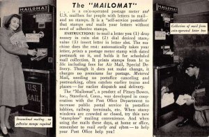 Mailomat Automated US Mail Box Vintage Postcard AA35952