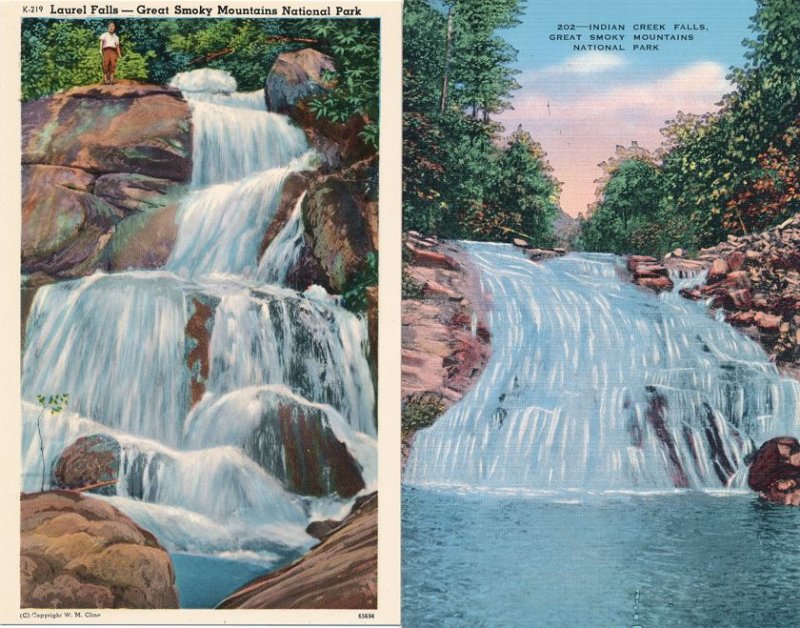 (4 cards) Waterfalls Great Smoky Mountains National Park TN Tennessee (or N.C.)