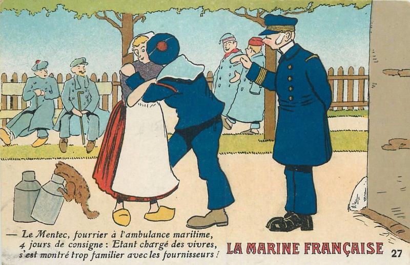 CPA comique la marine francaise sailor kis dutch lady comic caricatures