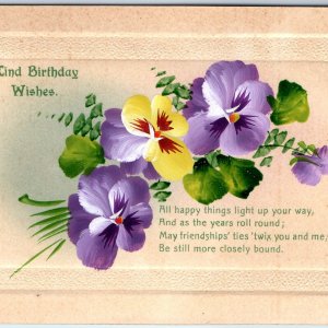 1911 EXPERT Hand Painted Flower Postcard Birthday Poem Souvenir National Eng A75