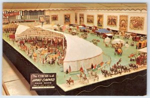 WORLD'S LARGEST HAND CARVED MINIATURE CIRCUS SILVER SPRINGS FLORIDA POSTCARD