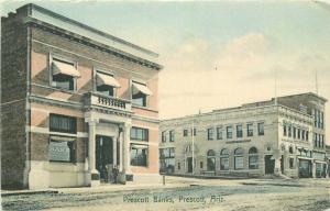 Banks C-1910 Prescott Arizona Postcard hand colored Corbin Bork 3546