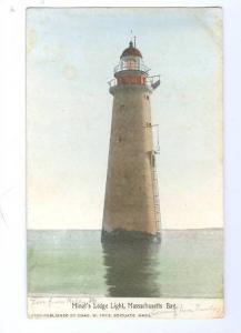 LP80    Lighthouse, Postcard, , Massachusetts, Minot Ledge, 