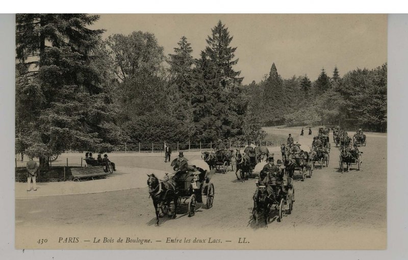 France - Paris. Boulogne Woods Avenue, Street Scene & Lake Entrance