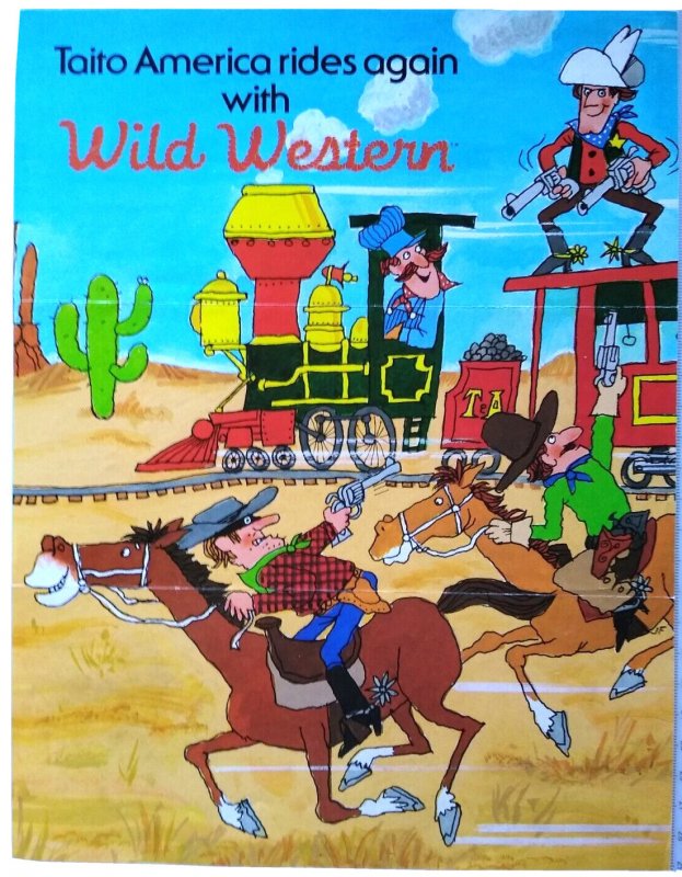 Wild Western Arcade Flyer Original Video Game Retro Art 8.5 x 11 Cowboys 1982