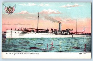 US Navy Ship Postcard US Dynamite Cruiser Vesuvius c1910's Unposted Antique