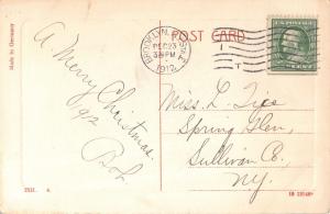 YOUNG ANGELS & TREE IN HOMEMADE SLED~CHRISTMAS GREETINGS POSTCARD 1912 PSTMK