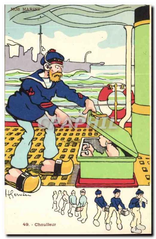 Our Sailors Post-Driver-boat-card Old Illustrator Gervese
