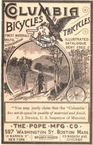 Columbia Bicycle Tricycle Pope Mfg Trade Card Advertising