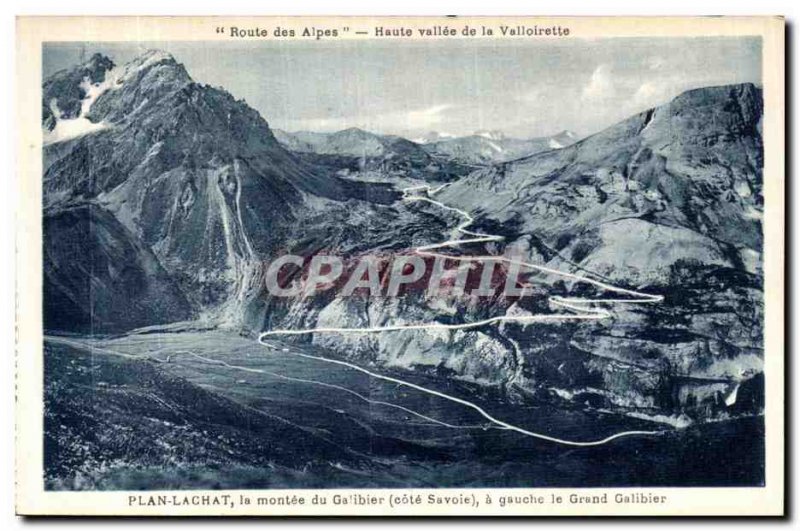 Old Postcard Plan Lachat Montee du Galibier