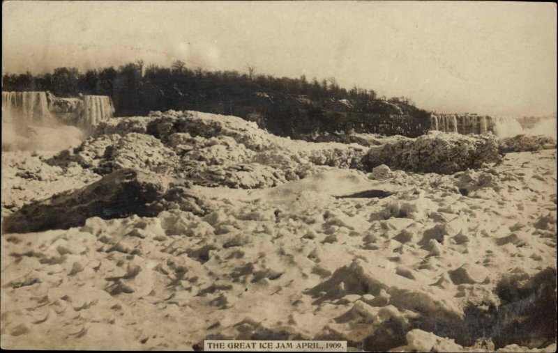 Niagara Falls New York NY Ice Jam 1909 Real Photo Postcard