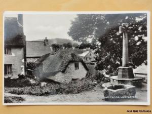 Devon LUSTLEIGH The Cross & Watering Trough - Old RP Postcard by Harvey Barton