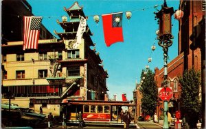 San Francisco Chinatown East Meets West Chinese Grant Avenue Chinatown Postcard 