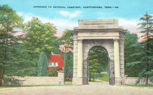 Vintage Postcard 1910's Entrance to National Cemetery Chattanooga Tennessee TN