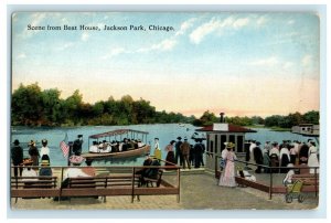 1915 Scene From Boat House Jackson Park Chicago Illinois IL Antique Postcard