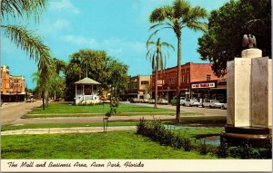 Vtg Avon Park Florida FL Mall & Business Area Old Cars Shops 1960s Postcard