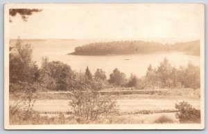 1934 Boothbay Harbor Maine Pathway & Island Antique RPPC Photo Posted Postcard