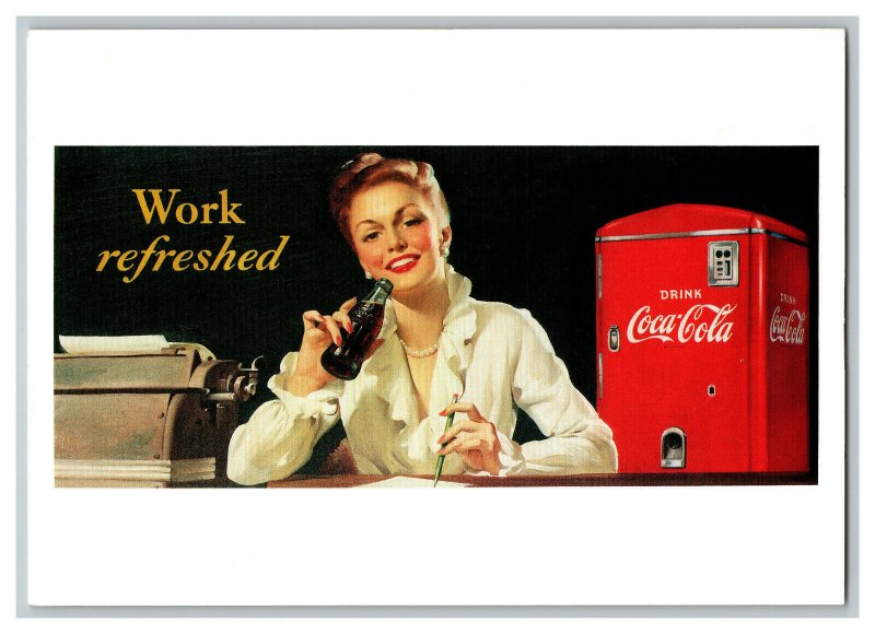 Work Refreshed Drink Coca-Cola ©1992 Reproduction Postcard Continental View Card 