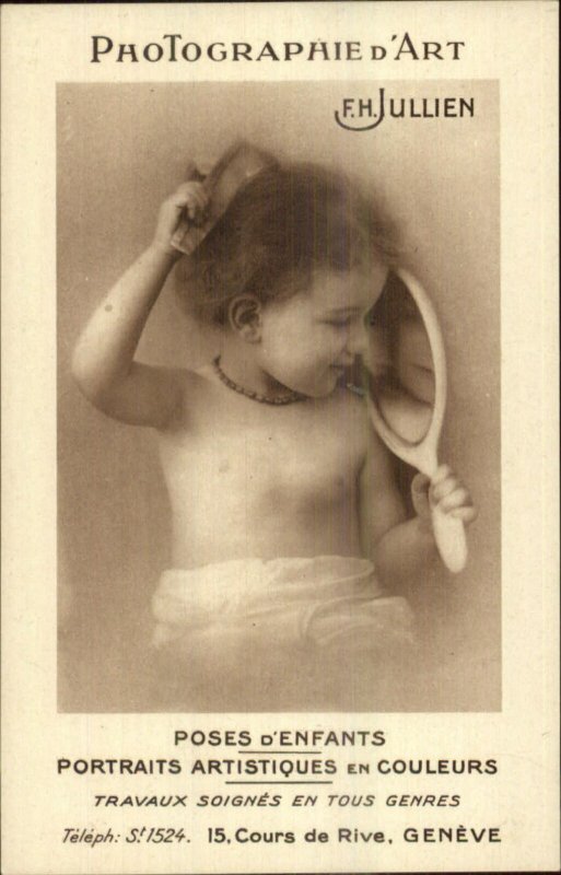 Photographer Infants Babies Geneve Switzerland FH Jullien c1910 Postcard G19