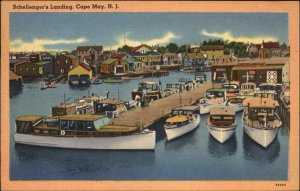 Cape May New Jersey NJ Schellenger's Landing Boats Linen Vintage Postcard