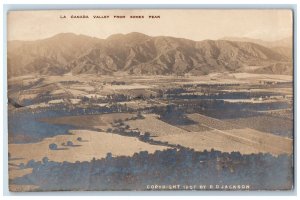 1908 La Canada Valley Somes Peak B.D. Jackson Birds Eye CA RPPC  Photo Postcard 