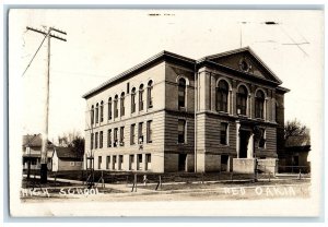 1913 High School Building Campus Red Oak Iowa IA RPPC Photo Antique Postcard