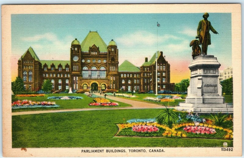 c1930s Toronto, Canada Parliament House Linen Photo Postcard Valentine Black A2