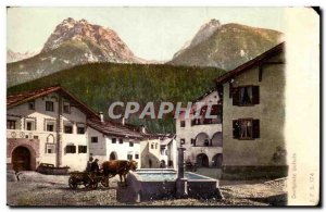 Old Postcard Switzerland Dorplatz Schuls