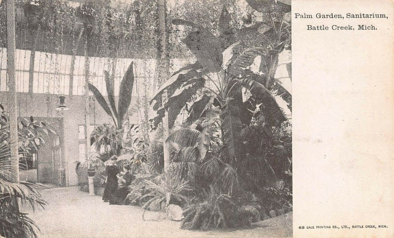 Palm Garden, Sanitarium, Battle Creek, Michigan, Early Postcard, Used in 1907