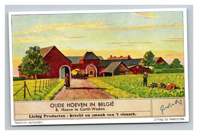 Vintage Liebig Trade Card - Dutch - 4 of The Old Houses in Belgium Set