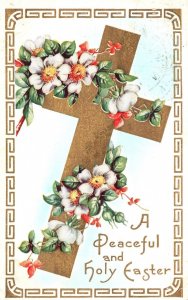 Vintage Postcard 1912 A Peaceful And Holy Easter Flowers In Holy Cross Greetings