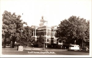 Real Photo Postcard Court House in Charlotte, Michigan