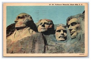 Mount Rushmorel Black Hills SD South Dakota Linen Postcard Y11