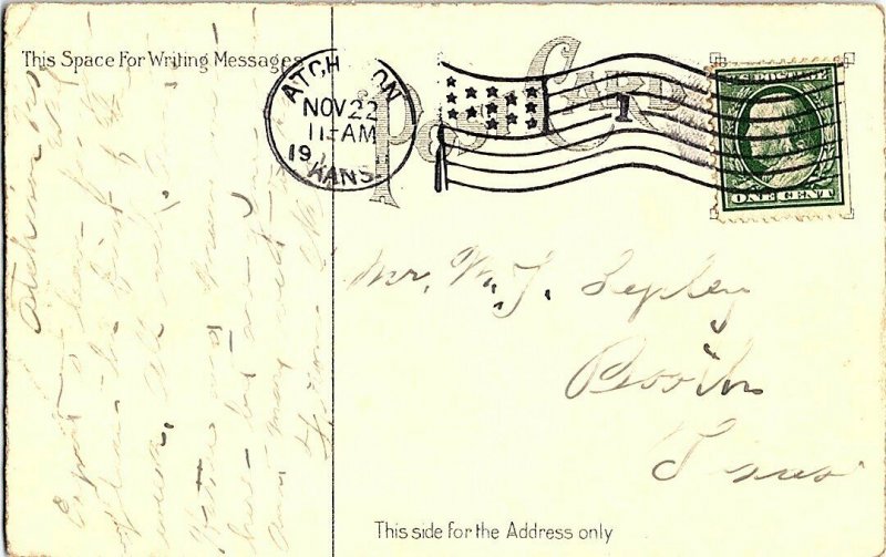 U. S. Post Office Atchison Kan. Kansas Vintage Postcard Standard View Card