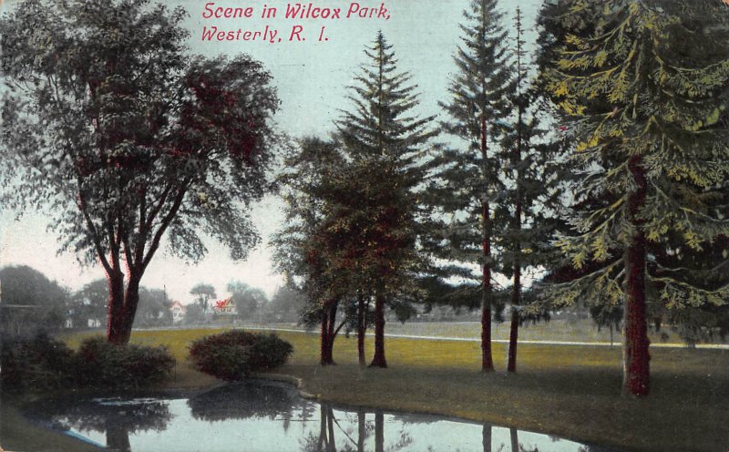 Scene in Wilcox Park, Westerly, Rhode Island, Early Postcard, Unused