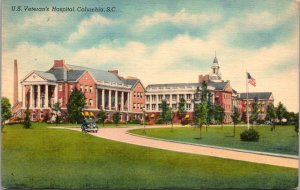 Linen Postcard U.S. Veteran's Hospital in Columbia, South Carolina