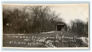 c140's Covered Bridge Over Big Bureau Creek Princeton IL RPPC Photo Postcard