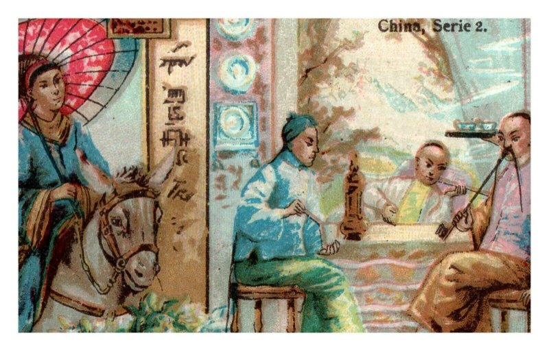 German Victorian Trade Cards Lot of 5 Chinese Series Hibler's Fig Malt Coffee 